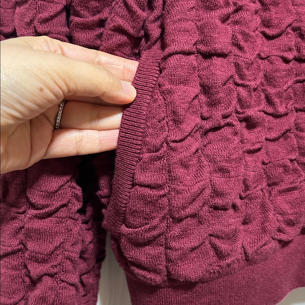 Free People Beach Burgundy Red Textured Knit Cardigan Jacket - Size X-Small - Picture 6 of 9